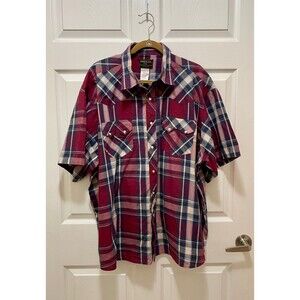 Rustler Wrangler Men's Button Short Sleeve Shirt Size 3XL Snap Pearl Plaid